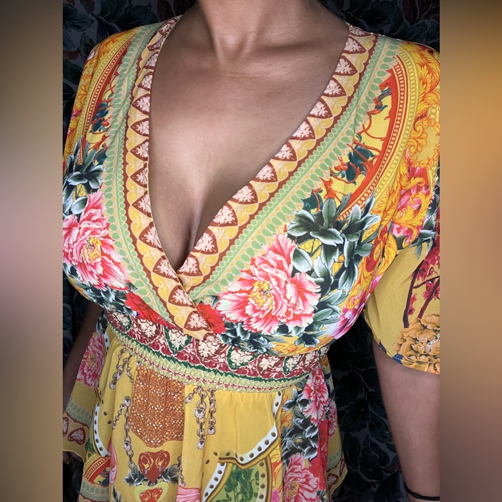 Yellow Handmade Ruffle Floral Maxi Dress - Picture 4 of 5